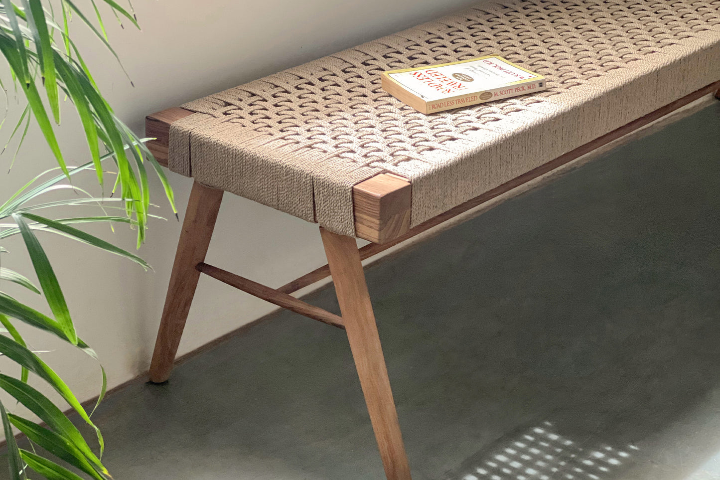 Jute Siesta Bench - Rosewood