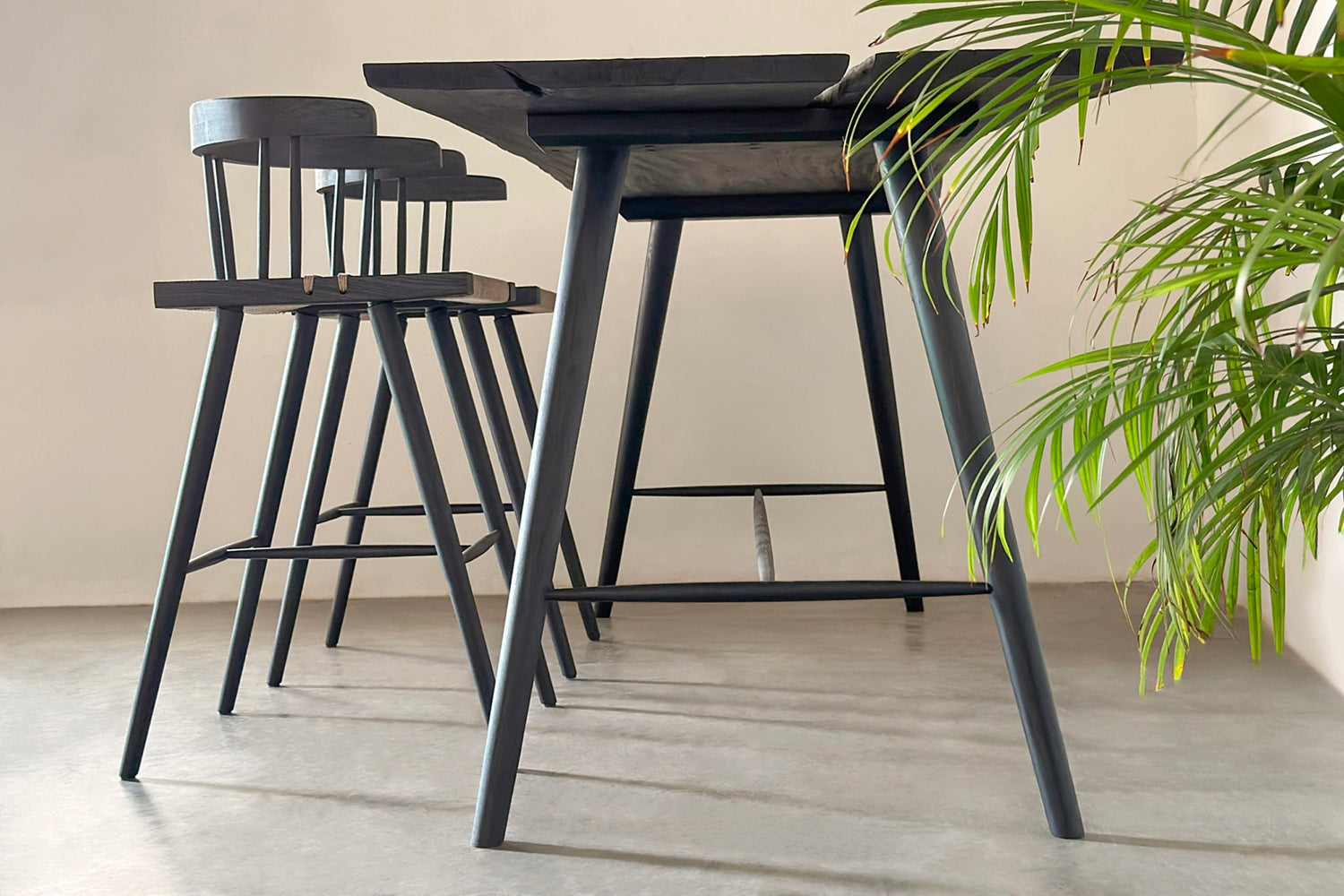 Jute Harmony Bar Stool Black stained white ash