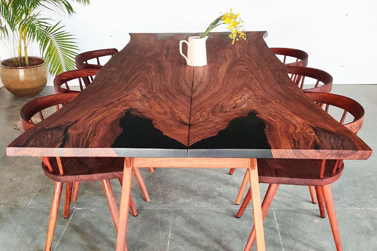 Snick Dining Table - Rosewood with Epoxy