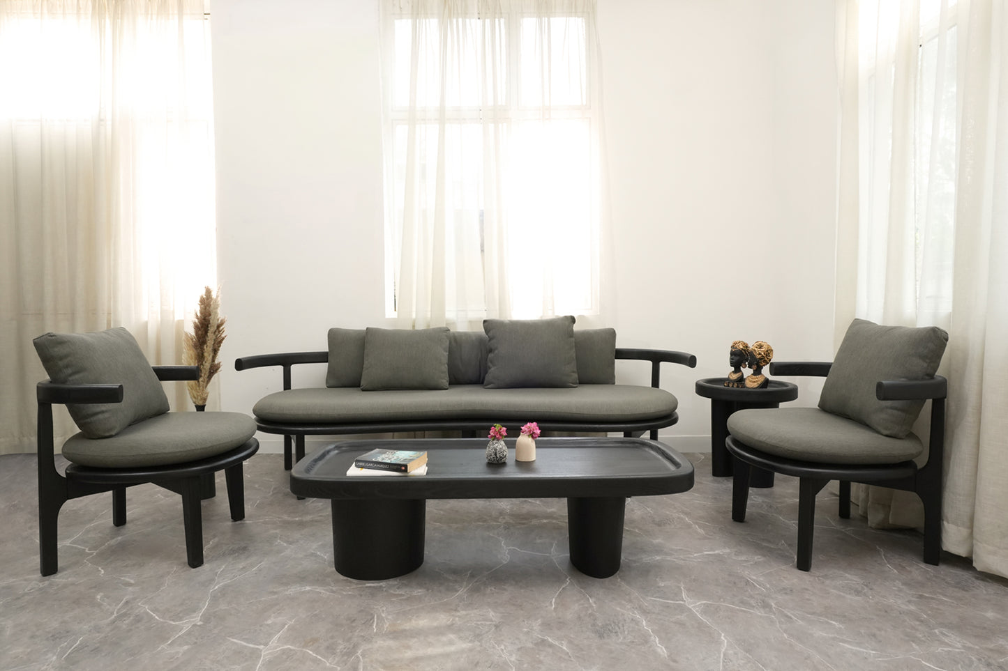 Akira Venti Big Lounger - Black stained white ash