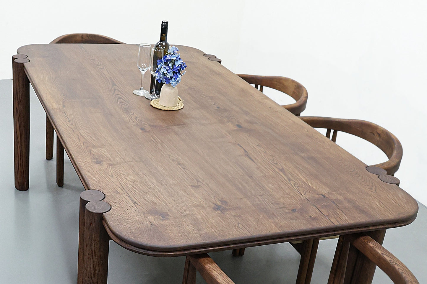 Duet Legs Dining Table - Ice Brown Stained White Ash