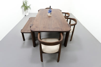 Duet Legs Dining Table - Ice Brown Stained White Ash