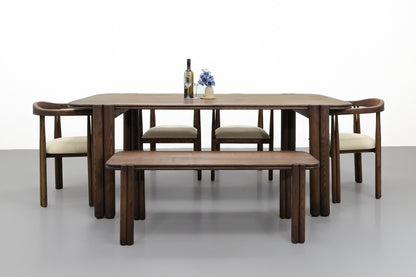 Duet Legs Dining Table - Ice Brown Stained White Ash